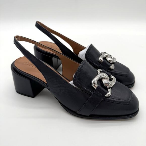 Aerosoles Allure Comfort Elegant Block Heel Slingback Old Money Navy Leather 7 - Picture 1 of 6